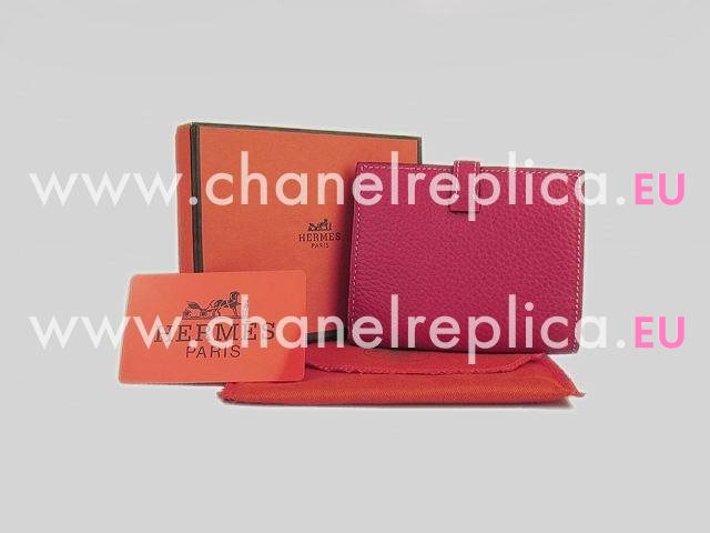 Hermes Classic Clemence Leather Beant Purse Red H0006E