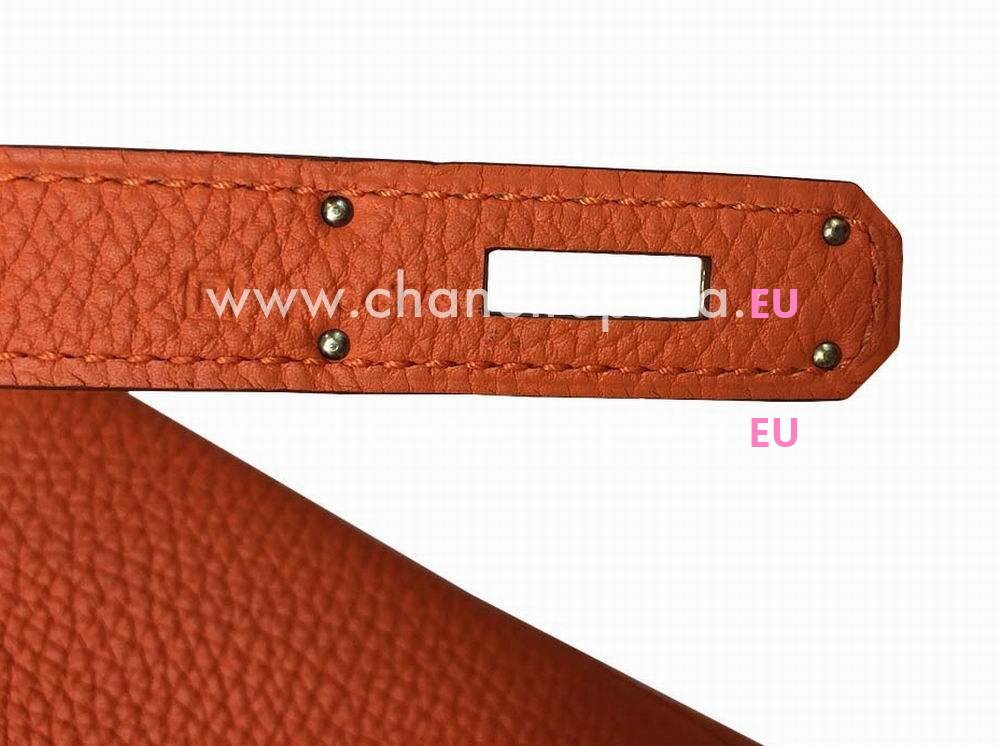 Hermes Kelly 35 Orange Togo Leather Gold Hardware Hand Sew Bag HK1035OWG