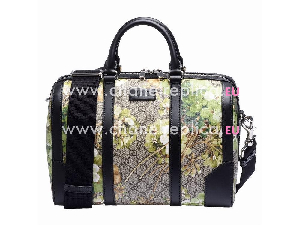 Gucci Black Cowhide PVC Blooms Boston Bag A232622