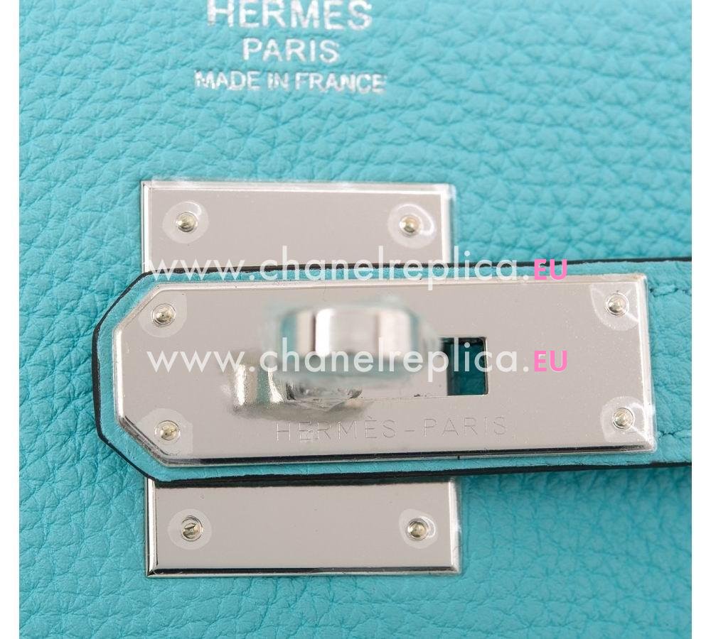 Hermes Kelly 32cm Blue Atoll Togo Leather with Palladium Hardware Hand Sew HK1032BTK