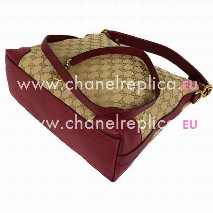 Gucci Classic GG Calfskin Bag Khaki Red G5038570
