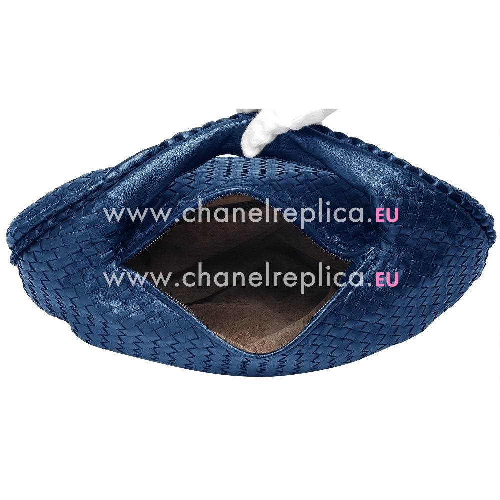 Bottega Veneta Classic Intrecciato Nappa Weave Falcate Shoulder Bag In Electric Blue BV589826