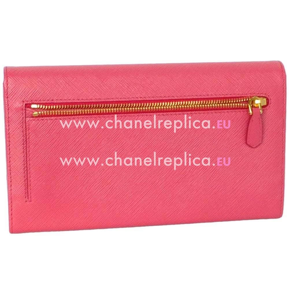 Prada Saffiano Patina Gold Embossment Logo Cowhide Zipper Handle Bag In Rose Pink PR61017022