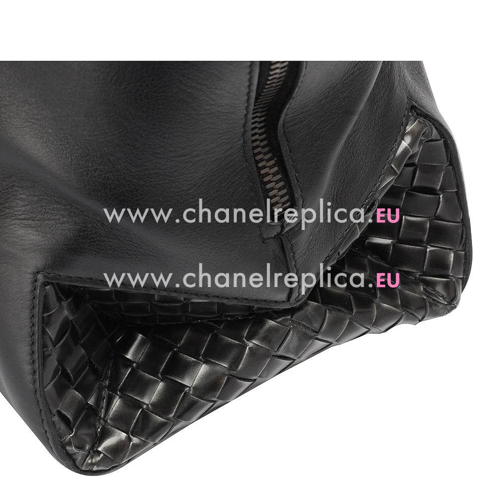 Bottega Veneta Classic Calfskin Leather Woven Hand Briefcase Black B5451847