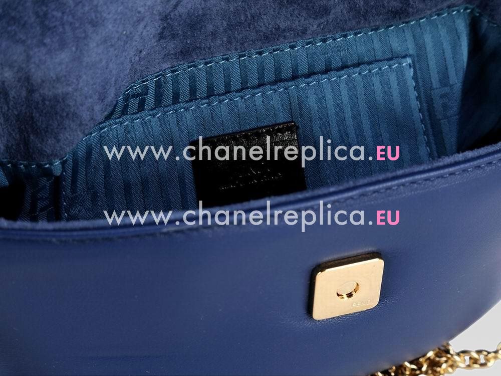 FENDI Mia Napa Lambskin Mini Chain Bag Blue F461833