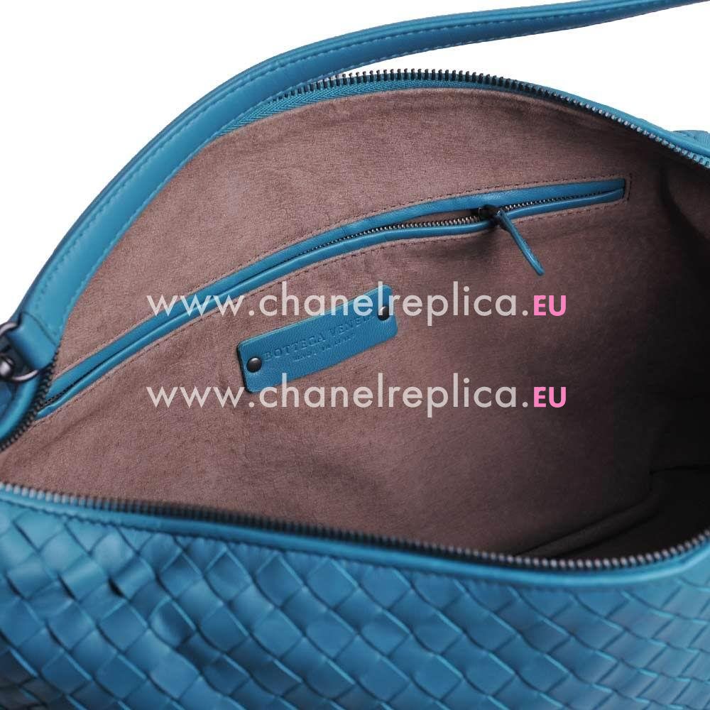 Bottega Veneta Nappa Leather Woven Shoulder Bag Blue green BV7022804