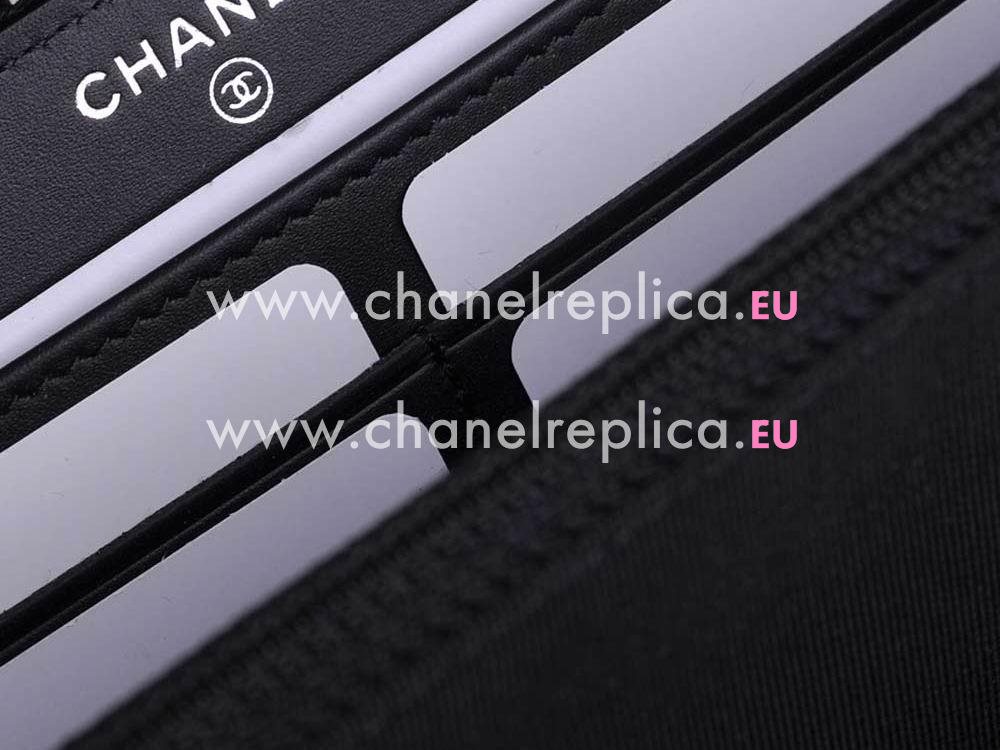 Chanel Caviar Anti-silver Logo Zippy Wallet In Black A69207