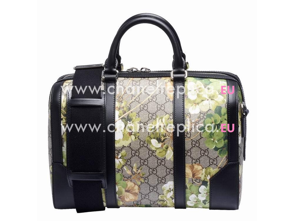 Gucci Black Cowhide PVC Blooms Boston Bag A232622