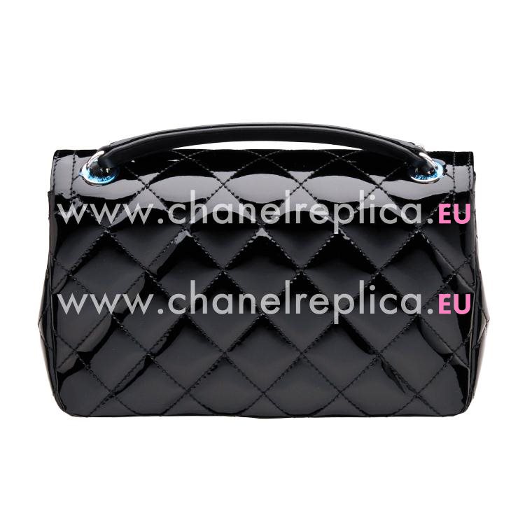 Chanel Black Patent Leather Silver Chain Flap Bag A92781VS