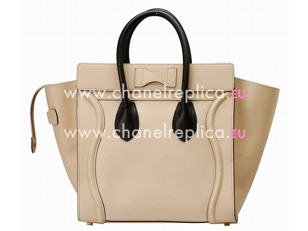 Celine Mini Square Luggage Smooth Calfskin Nano Bag Beige/Black CE50827