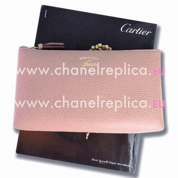 Gucci Swing Gold Logo Calfskin Cosmetic Bag In Pink G6111504
