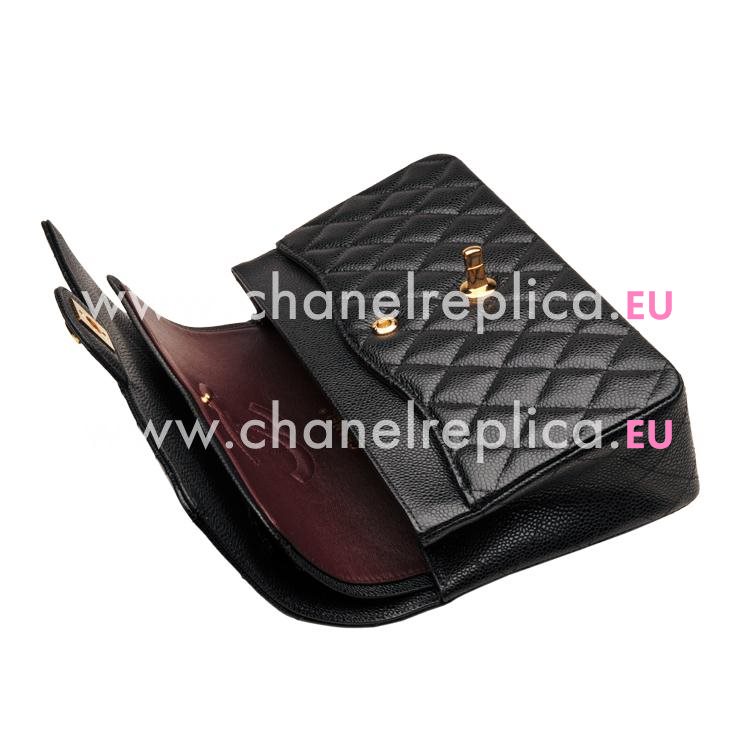 Chanel Medium Caviar Double Flap Bag Black(Golden) A01112-4