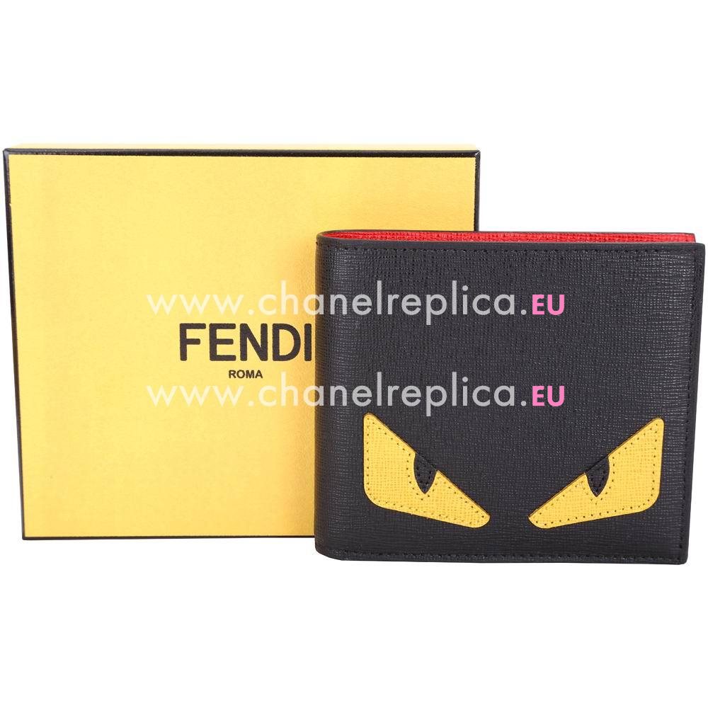 FENDI Classic BAG BUGS Monster Calfskin Wallets Black F7041402