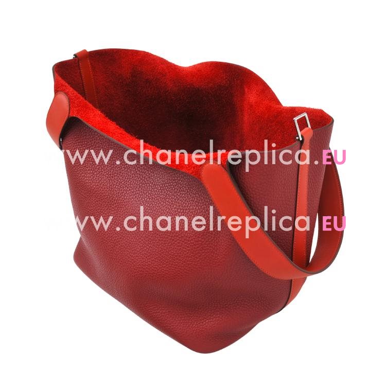 Hermes Picotin Lock 26 Clemence Rouge H Brique Handbag With Palladium HPL26TC55