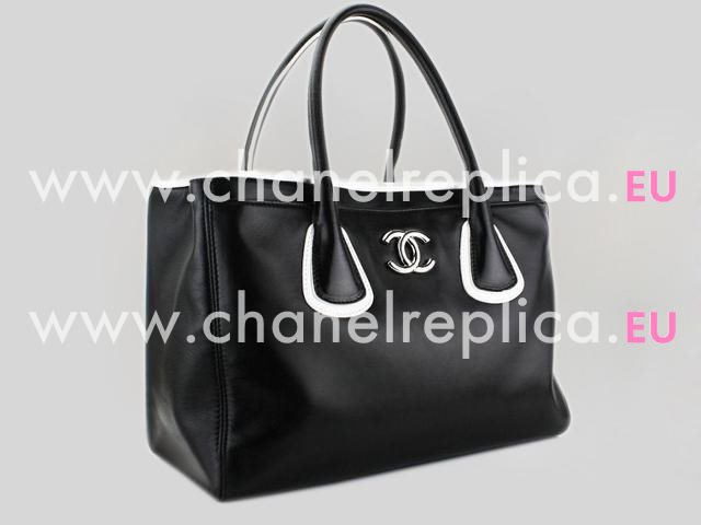 Chanel Contrast Executive Cerf Tote Bag Black/White A46174-G