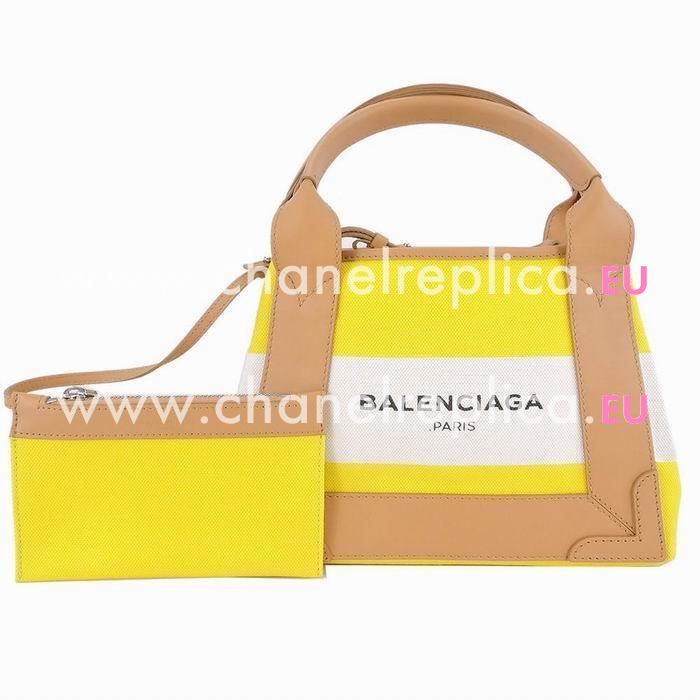 Balenciaga Navy Cabas XS Canvas Bag Yellow B6112205