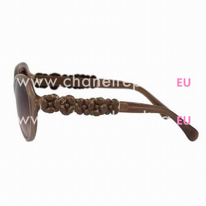 Chanel Plastic Frame Goatskin Sunglasses Coffee A7082506