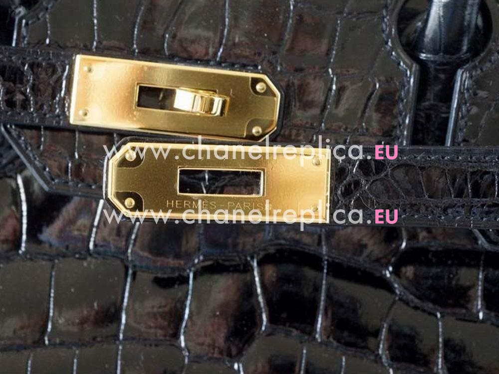 Hermes Birkin 35 Black Crocodile Gold Hardware Hand Sew H1043BLG