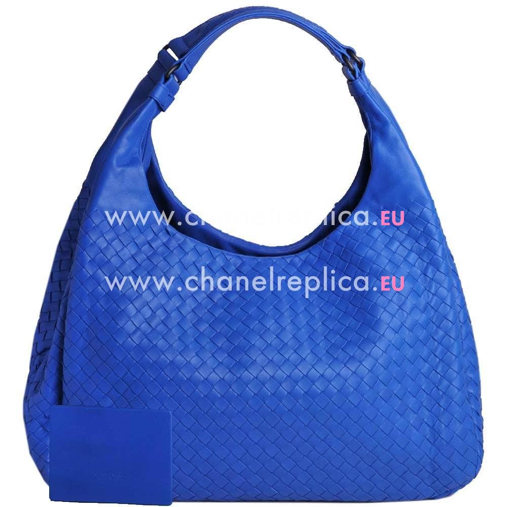 Bottega Veneta Campana Nappa Woven Large Shouldbag Sapphire Blue BV124864