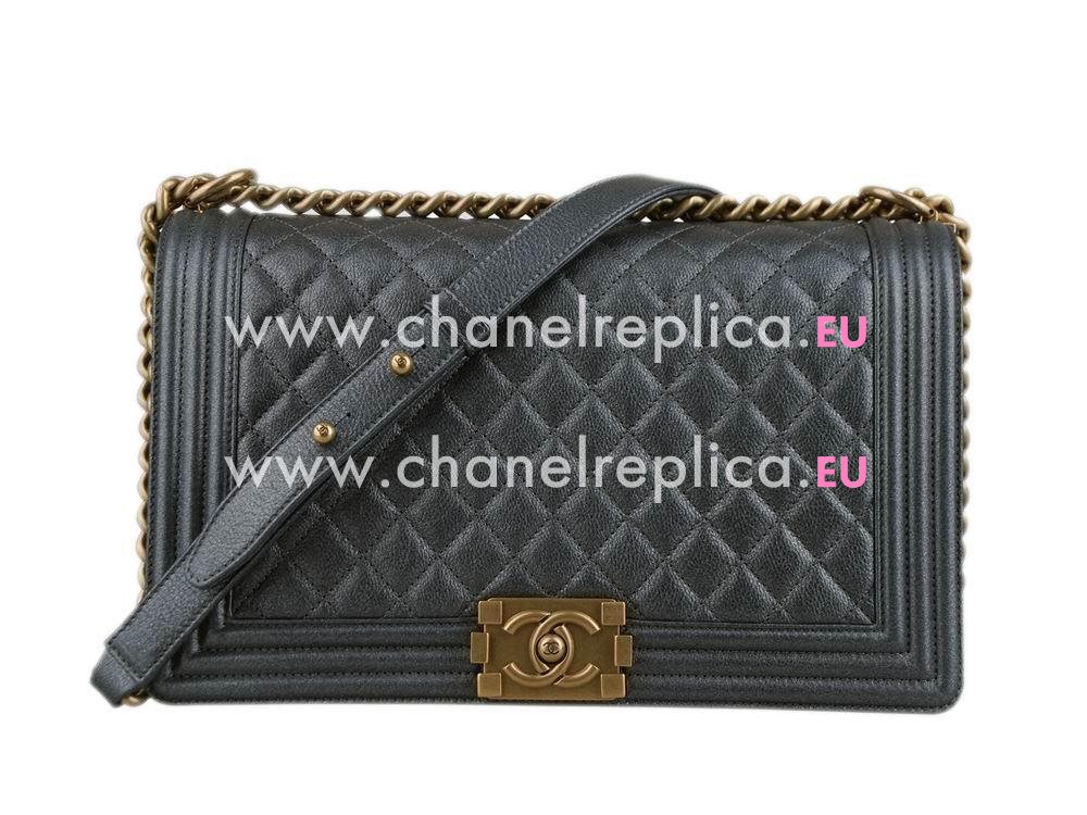 Chanel Calfskin Anti-Gold Chain 28cm Boy Bag Deep Gray A63648