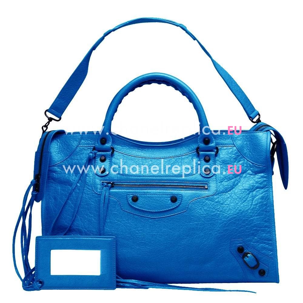 Balenciage City Lambskin Black hardware Classic Bag Blue B2055000