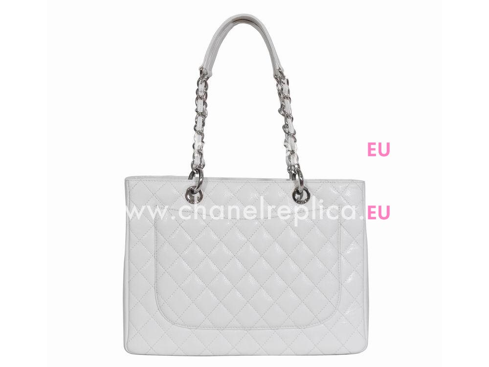 CHANEL Caviar Leather Grand Shopper Bag In White(Silver) A50995WS