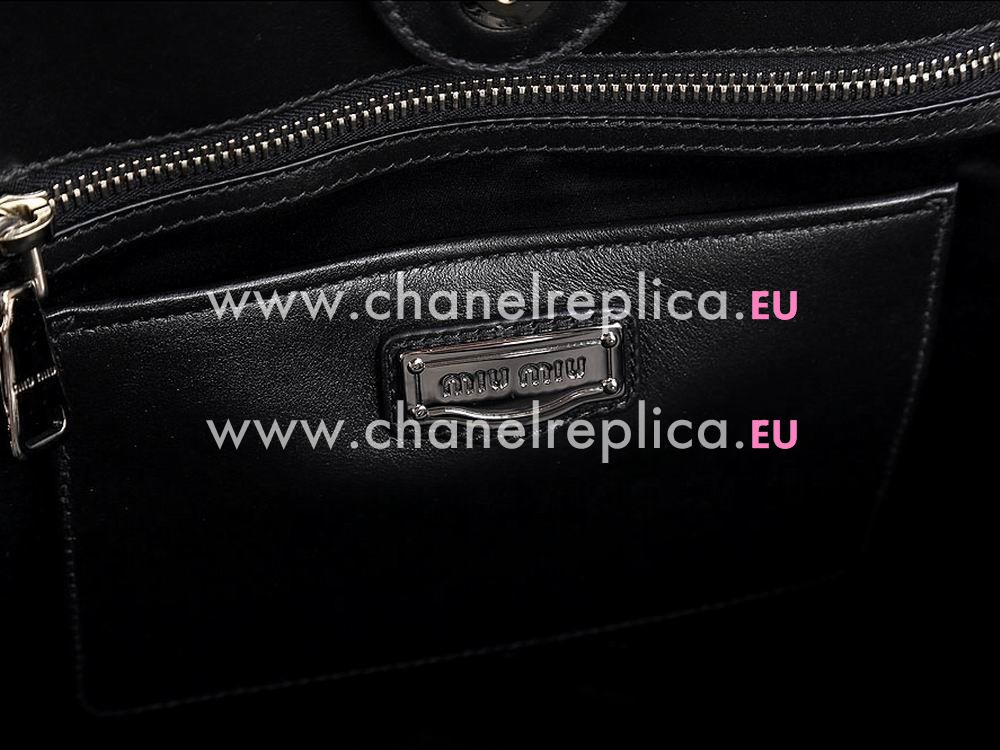 Miu Miu Vitello Calfskin With Studs Handbag In Black MIU534454