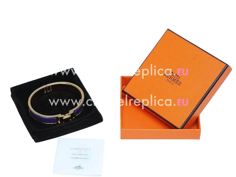 Hermes Click H Logo Enamelled Bracelet Rose Purple & Gold H58965