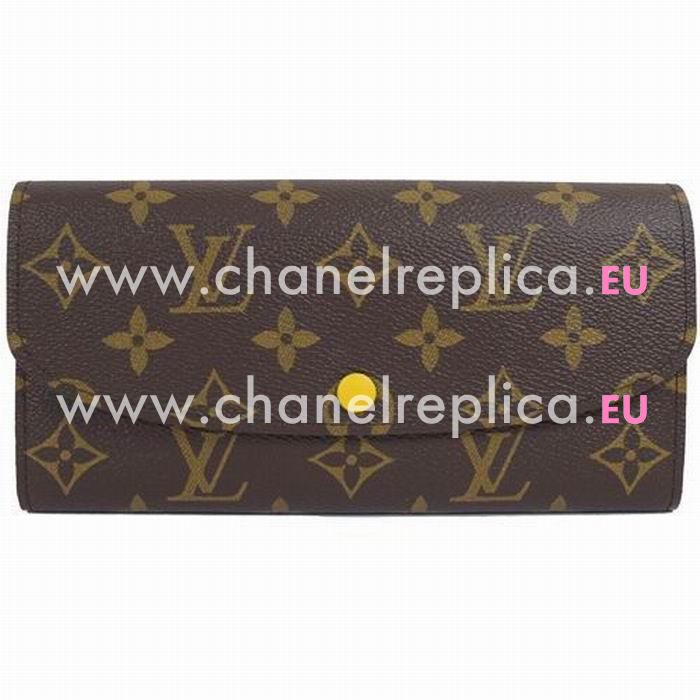 Louis Vuitton Classic Monogram Canvas Leather Zipper Emilie Wallet M61535