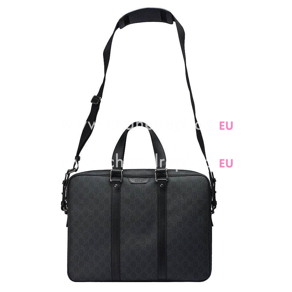 Gucci Briefcase GG Calfskin Bag In Gray Black G5060934