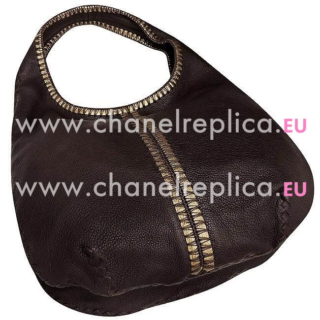 Bottega Veneta Intrecciato Nappa Weave Falcate Bag In Chocolate B5782423