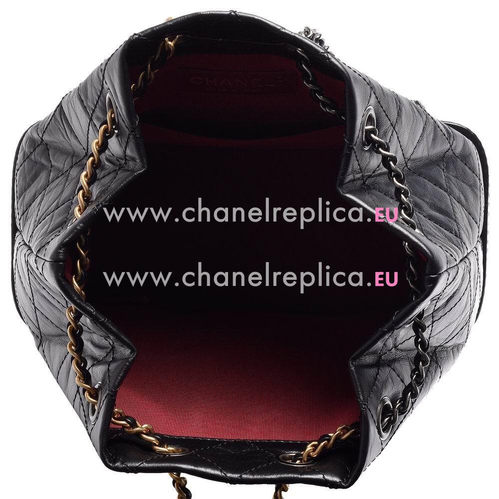 Chanel Silver-Tone & Gold-Tone Gabrielle Calfskin Backpack Black A466C60