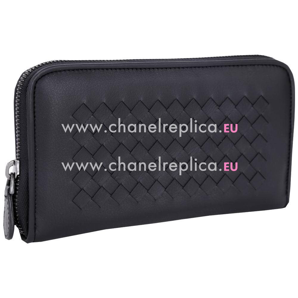 Bottega Veneta Classic Weave Calfskin Wallet In Black B6110702