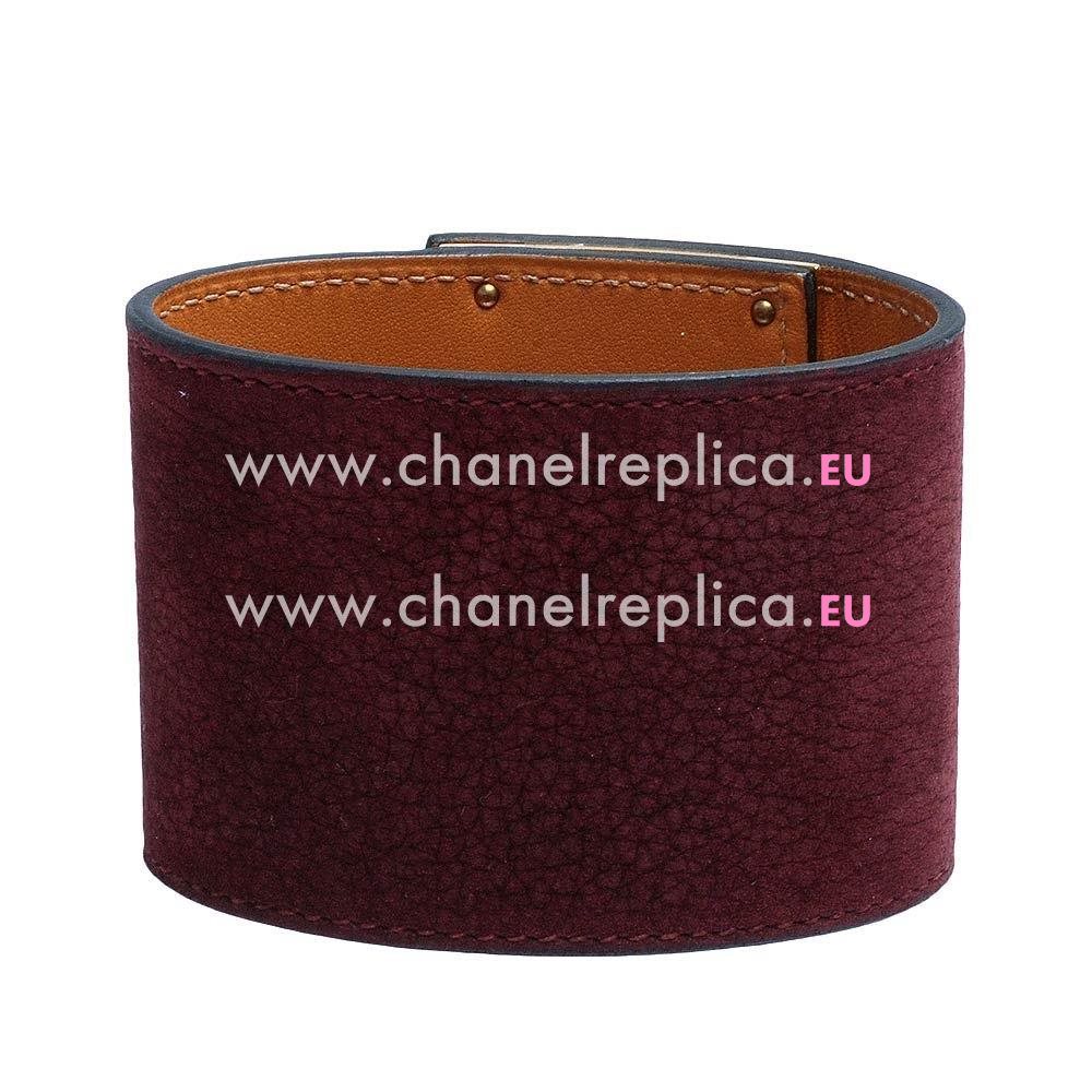 Hermes Kelly Dog Extreme Chamois Cowskin Bracelet Purple/ Gold H7022106
