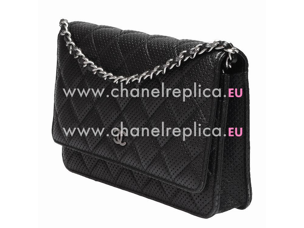 Chanel Lambskin Silver Chain Woc Bag Black A56898