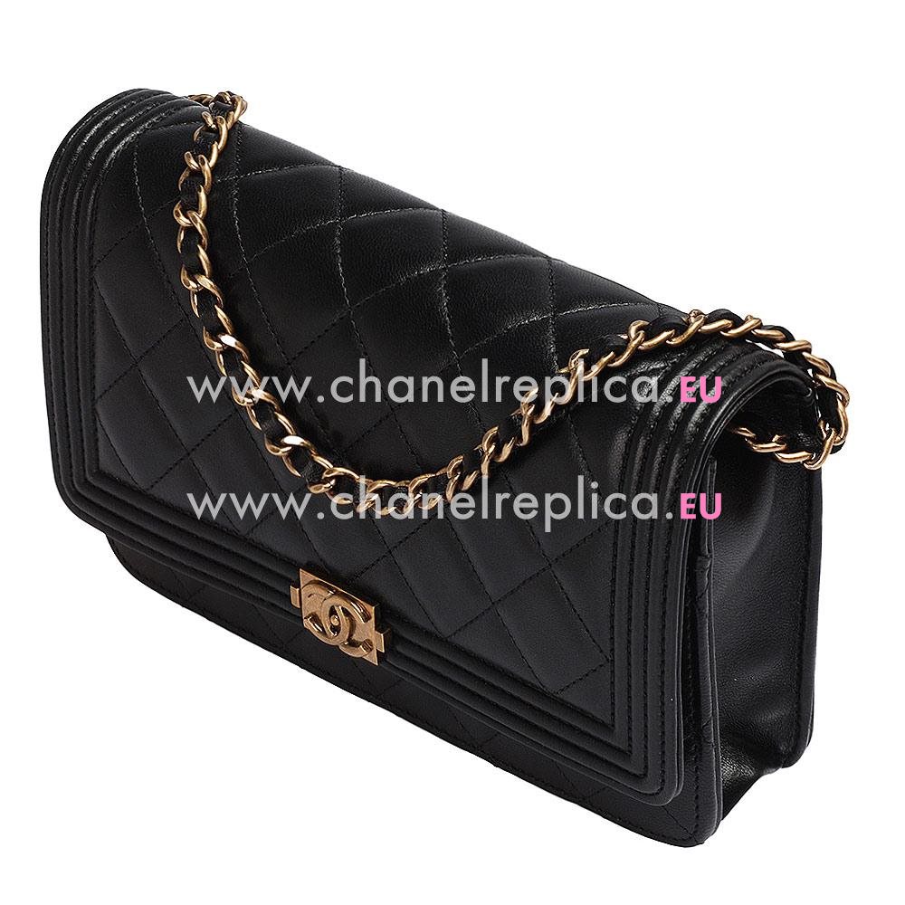 Chanel Lambskin Boy Woc Bag Anti-Gold Black A86612E