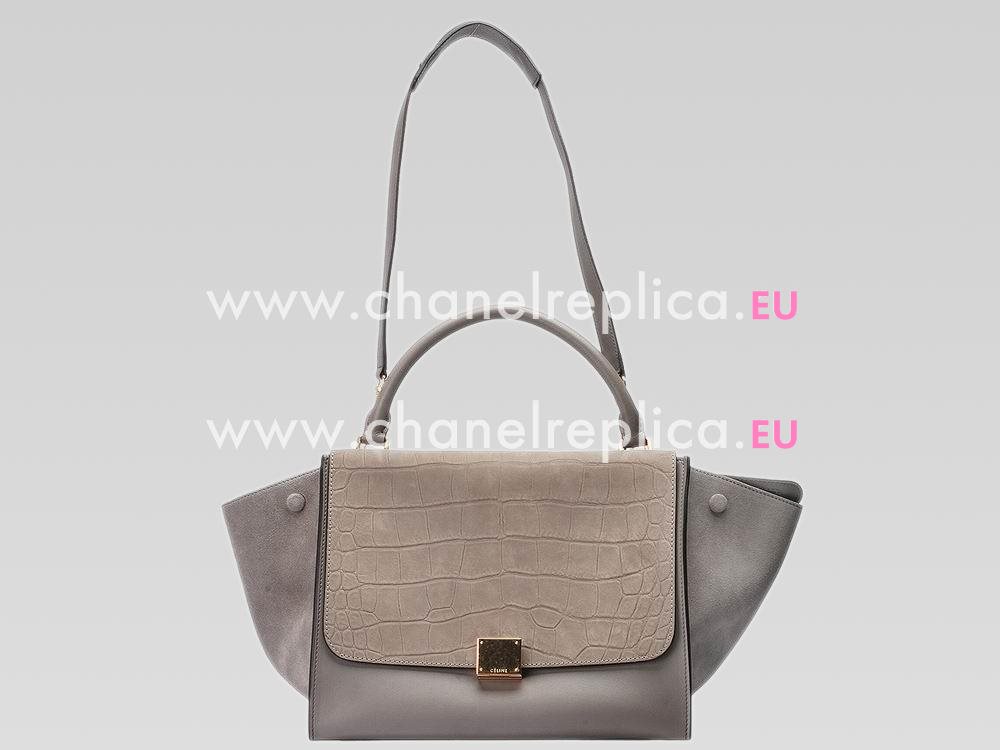 Celine Trapeze Calfskin Hand Bag Gray/Deep Gray CE483359