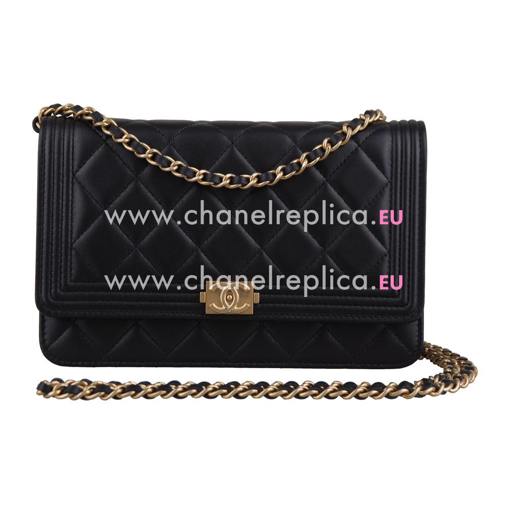 Chanel Lambskin Boy Woc Bag Gold Black A939471