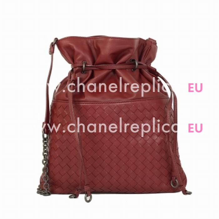 Bottega Veneta Classic Nappa Leather Woven Bag Dark Red BV759684