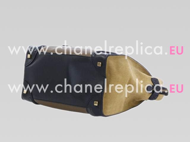 Celine Calfskin Nano Luggage Medium Bag Black/Camel CE165214BC