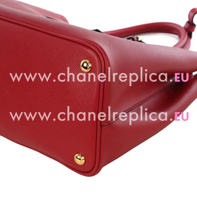 Prada Saffiano Cuir Small Double Tote Bag Red BN2775-2A4A-F068Z