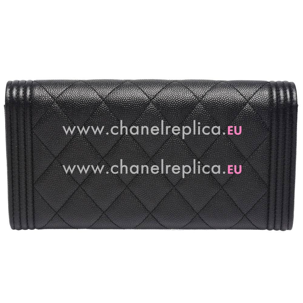 Chanel Rhomboids Stripe Lambskin Boy Wallet Black C7041502