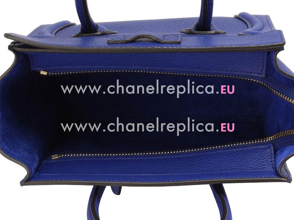 Celine Square Luggage Bubble Calfskin Nano Mini Gold Sapphire Blue CE544559