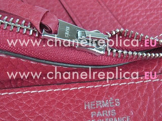 Hermes Dogon Clemence Leather Wallet Purse In Red HL001C