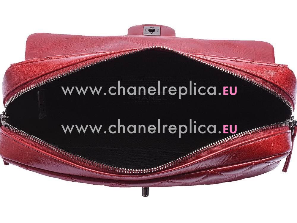 Chanel Duo Color Anti-Silver Calfskin Flap Bag Dark Red A90699B