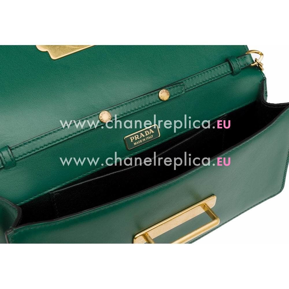 Prada Cahier Calf/Saffiano Leather Clutch Green/Black P1B0483