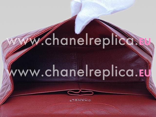 Chanel Lambskin Jumbo Bag Red AantiQue Silver Hardware A43290