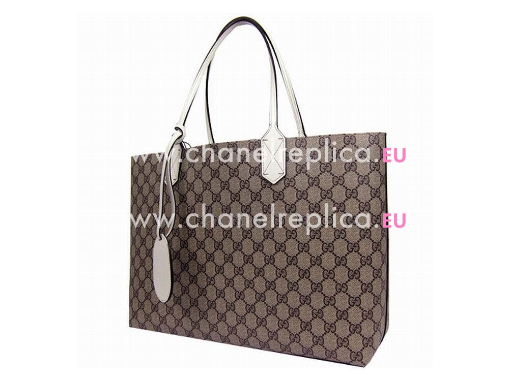 Gucci Calfskin Two Sided Tote Bag In Khaki White G3685689