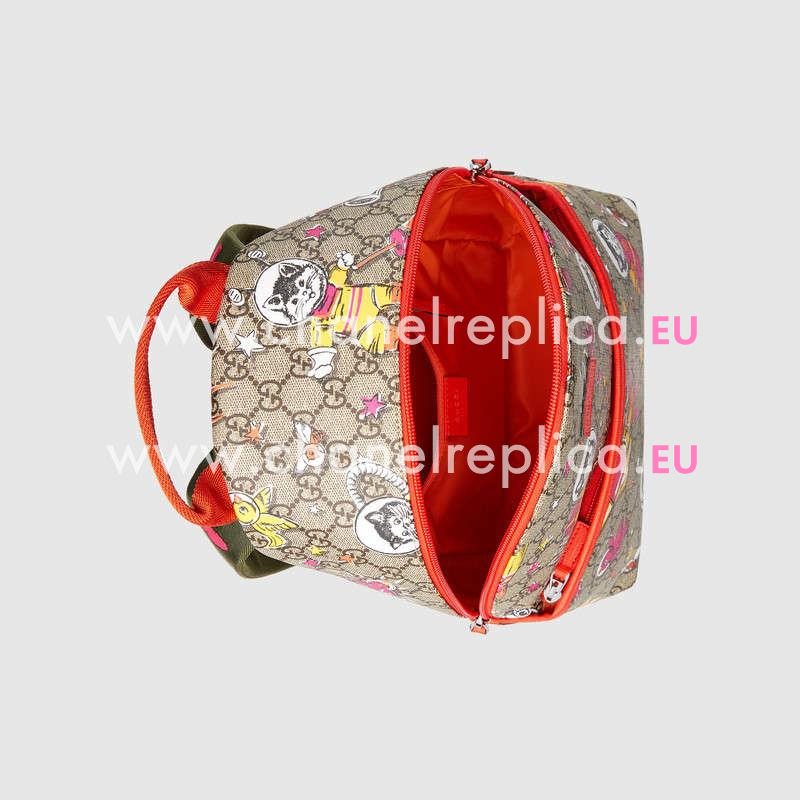 Gucci Childrens GG Space Cats Backpack Red Leather Trim 271327HJ