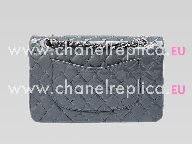 Chanel Patent Medium Flap Bag Blue Grey(Silver) A01112-BG